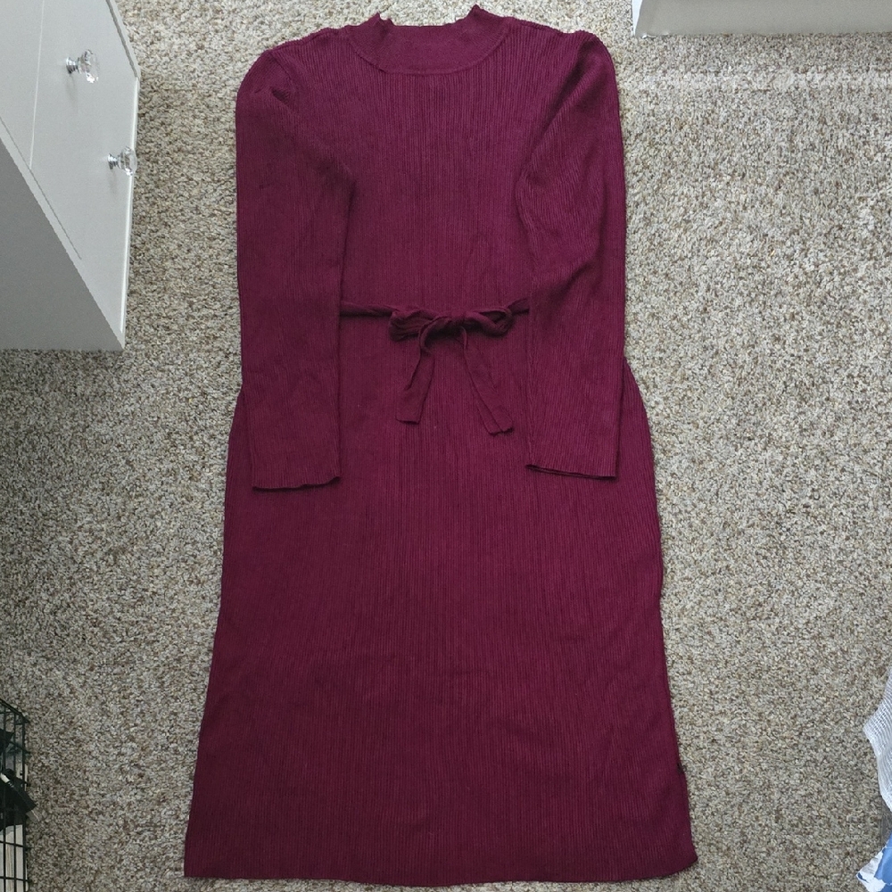 BCX Rich Burgundy Long Sleeve Dress